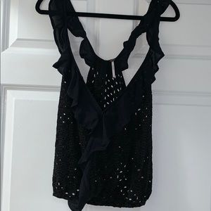 Free People black eyelet tank top
